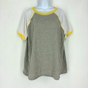 Torrid Yellow Gray White Seam Top Tee Short Sleeve Shirt 2X Flowy Colorblock